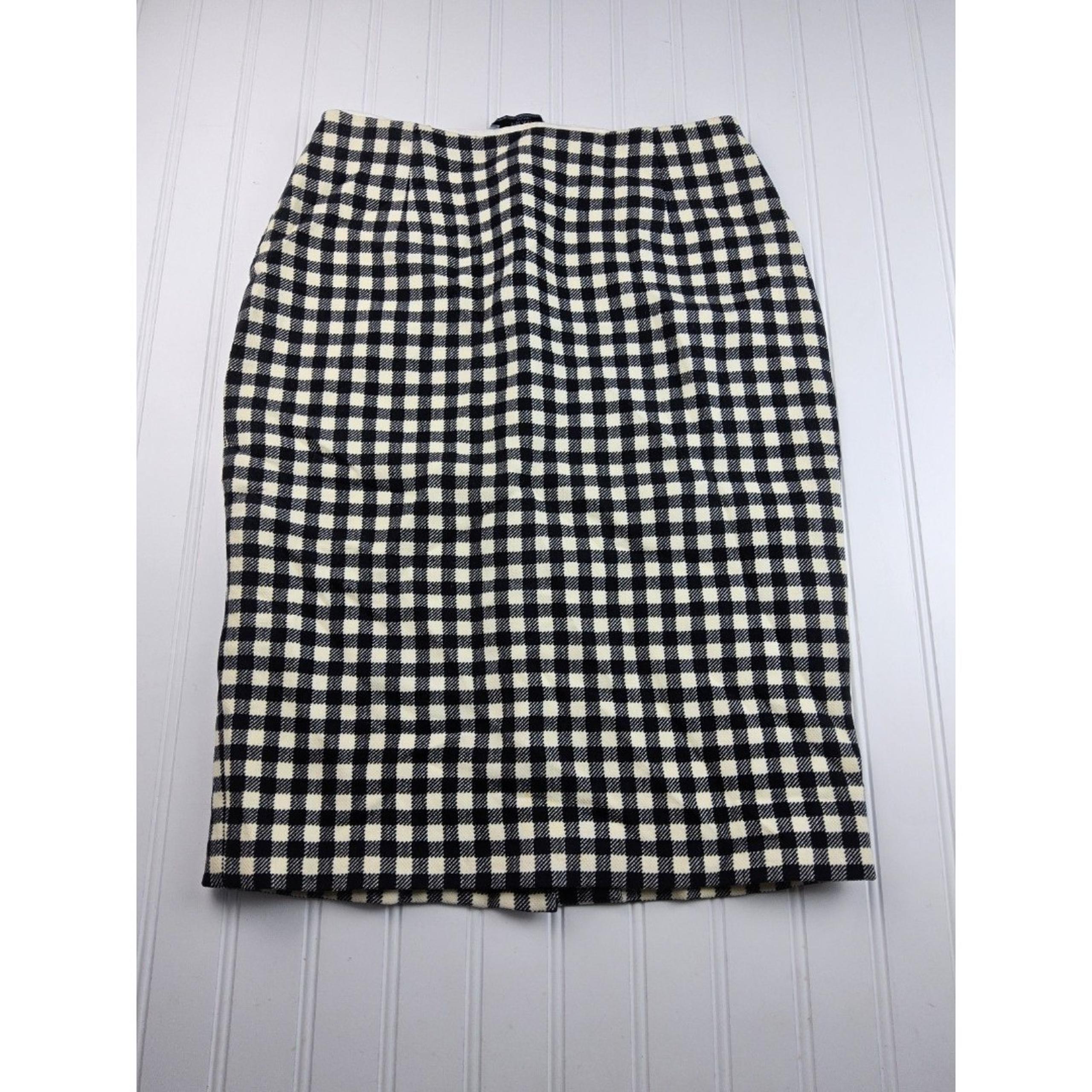 Prada Women's Wool Straight Pencil Skirt Checkered Size 38