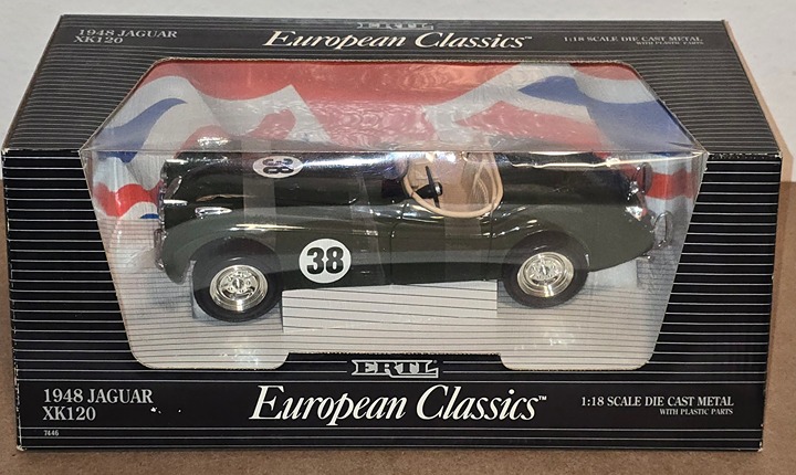 Vtg 1991 ERTL European Classics Green 1948 Jaguar XK120 Diecast Model 1/18 NIB