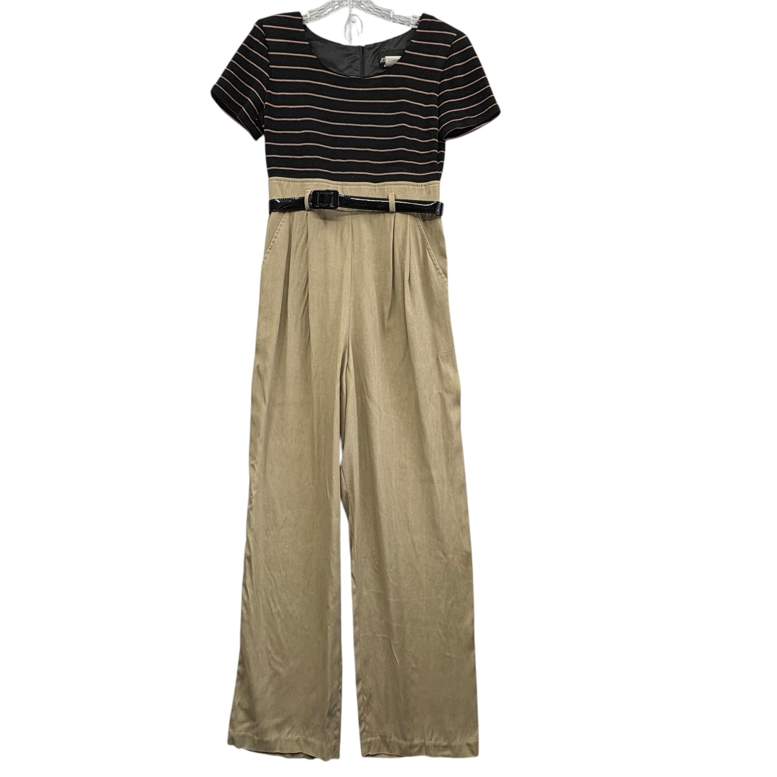 Vintage John Roberts Women's Striped Jumpsuit Wide Leg Belted Retro Size 6