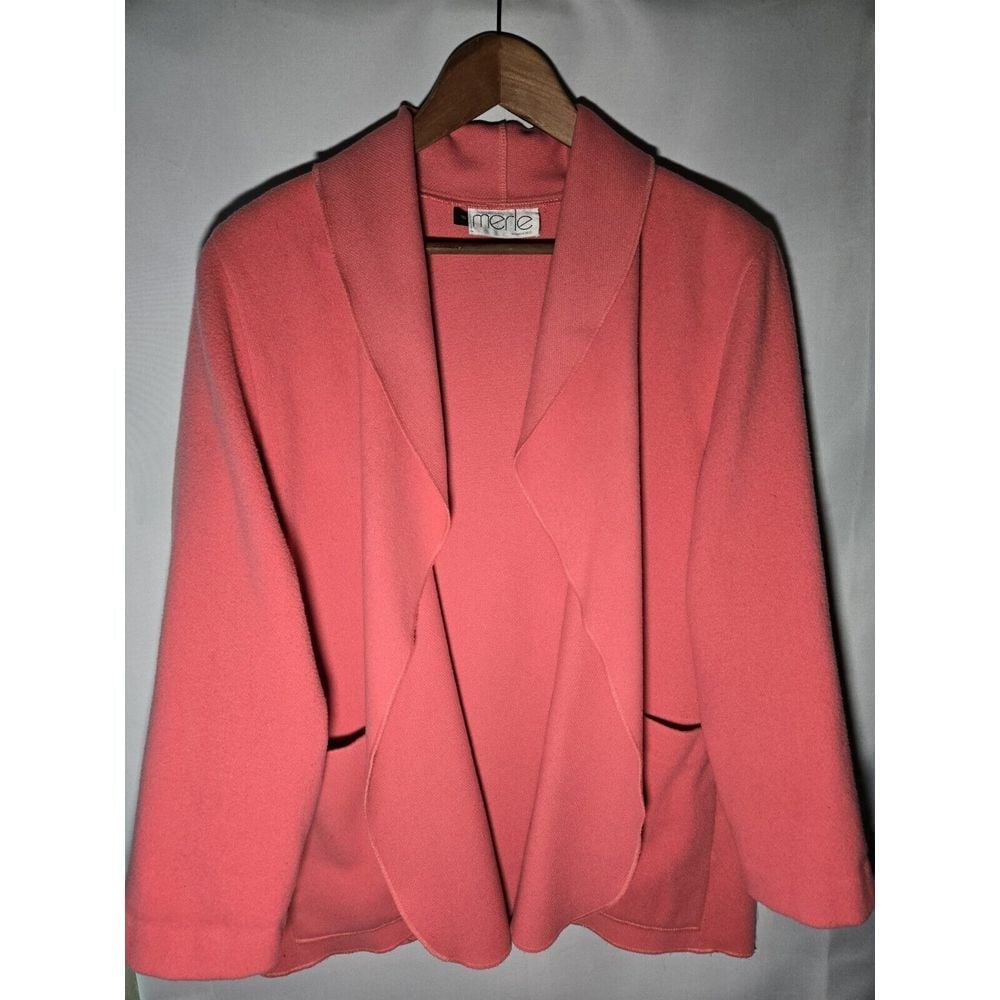 Vtg Merle Chicago 100% Wool Open Front Coat Women Size XL P Made In USA READ