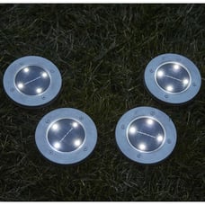 Solar LED IN-Ground 4 Disk Light Pucks I Stainless Finish I Auto Dusk Turn On