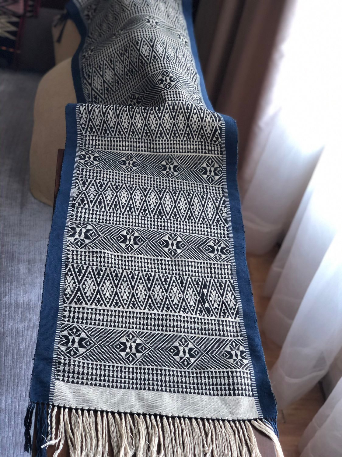 Handwoven table runner from Myanmar