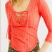 Free People Ice Cold Ribbed Top In Rose Crimson