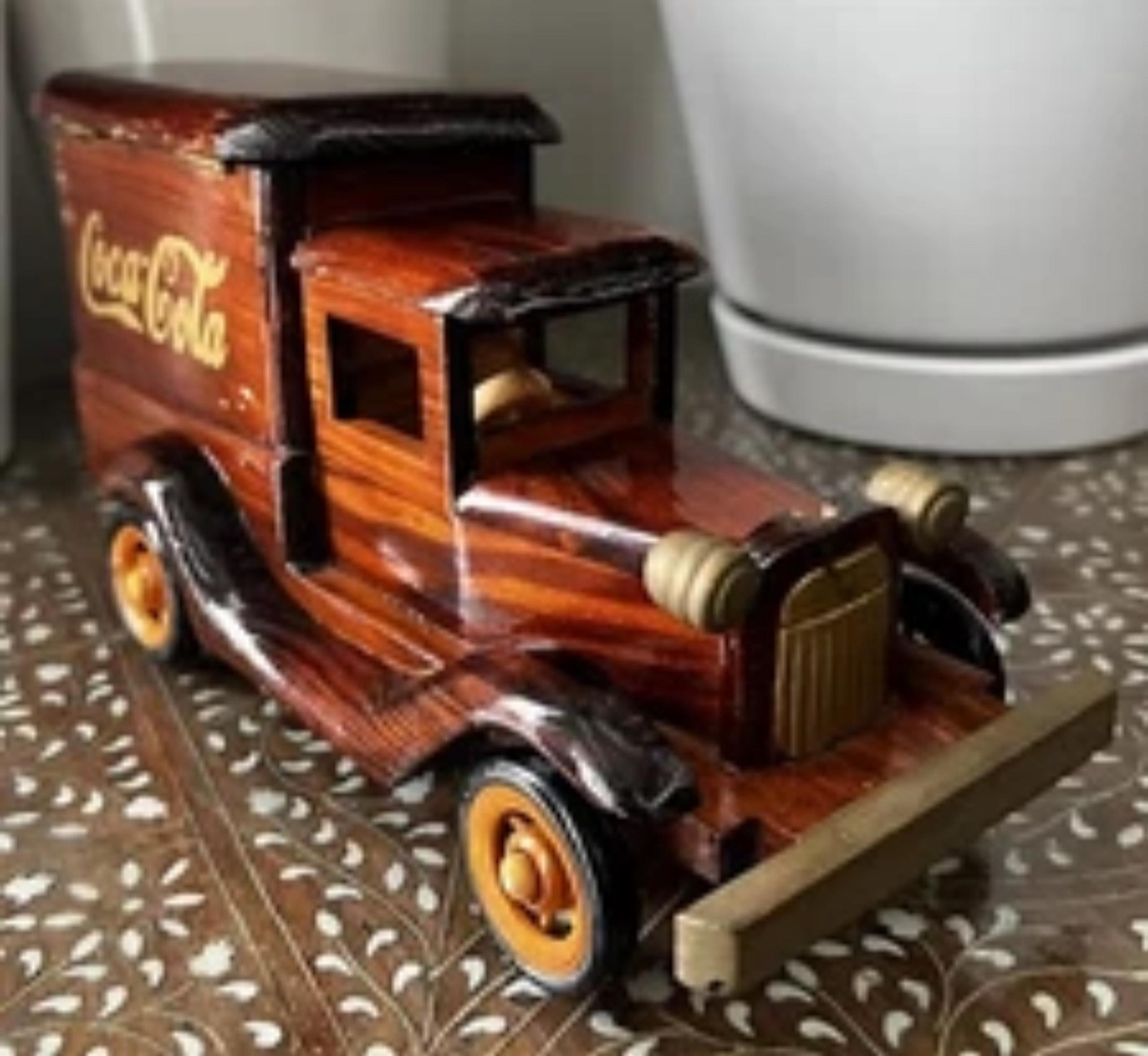 RARE!! Vintage Coca-Cola Delivery Wooden Truck Wheels Roll