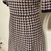 Ann Taylor pink navy houndstooth midi dress
