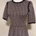 Ann Taylor pink navy houndstooth midi dress