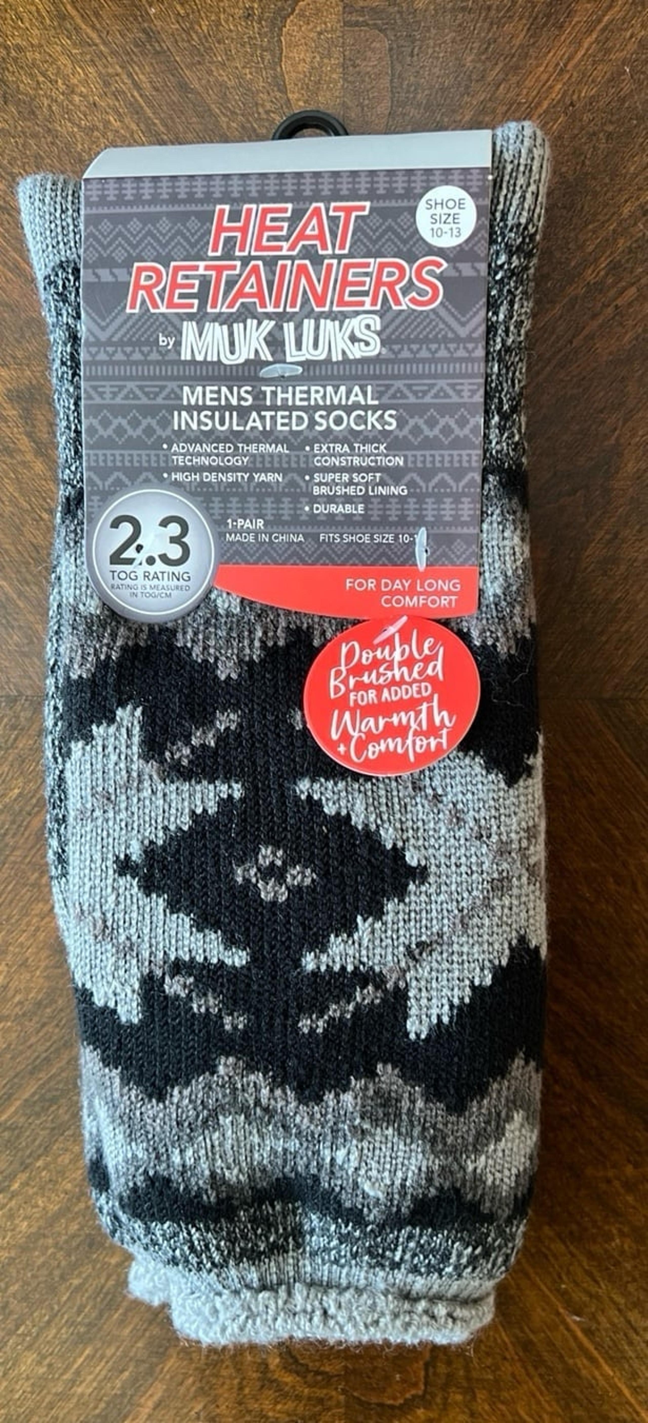 Heat Retainers -Muk Luks- Mens Thermal Insulated Socks size 10-13