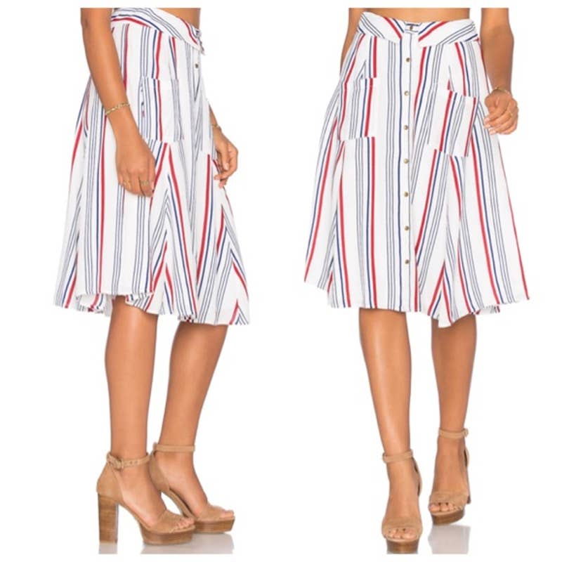 TULAROSA Oliver Red White Blue Stripe Skirt
