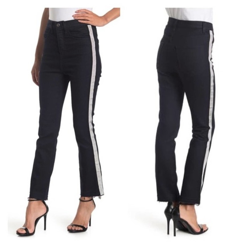VERONICA BEARD Women's Carly Kick Flare High Rise Jeans Size 24/00 Metallic Tux