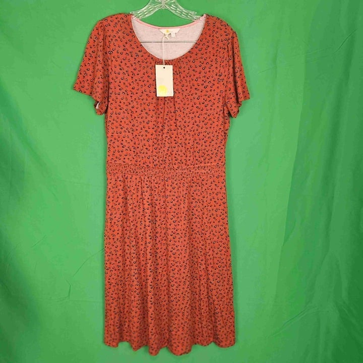 NWT Boden Womens Rust Brown Floral Day Dress 8R 8 Regular