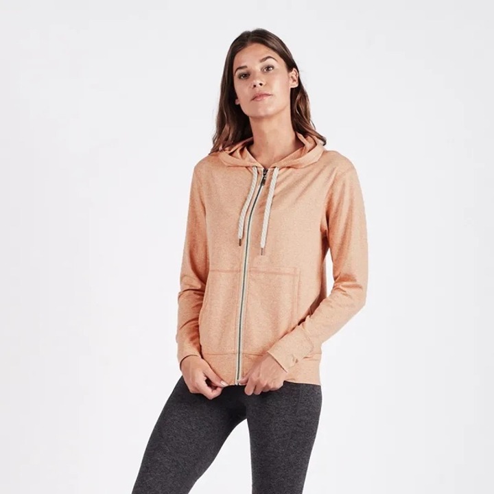 Vuori Women’s Halo Performance 2.0 Full Zip Hoodie in Orange Size L