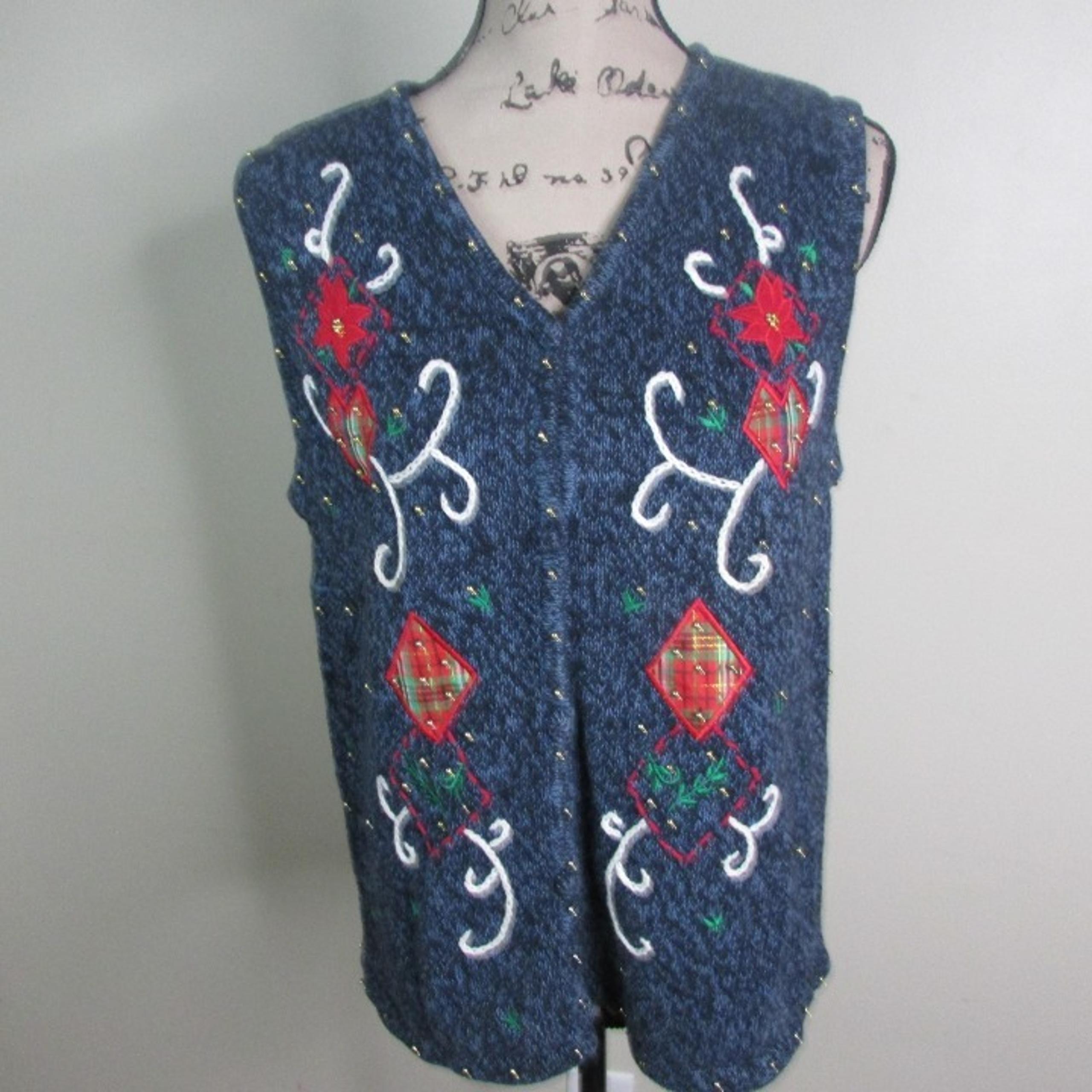 Erika Womens Vest Sweater S Christmas Blue
