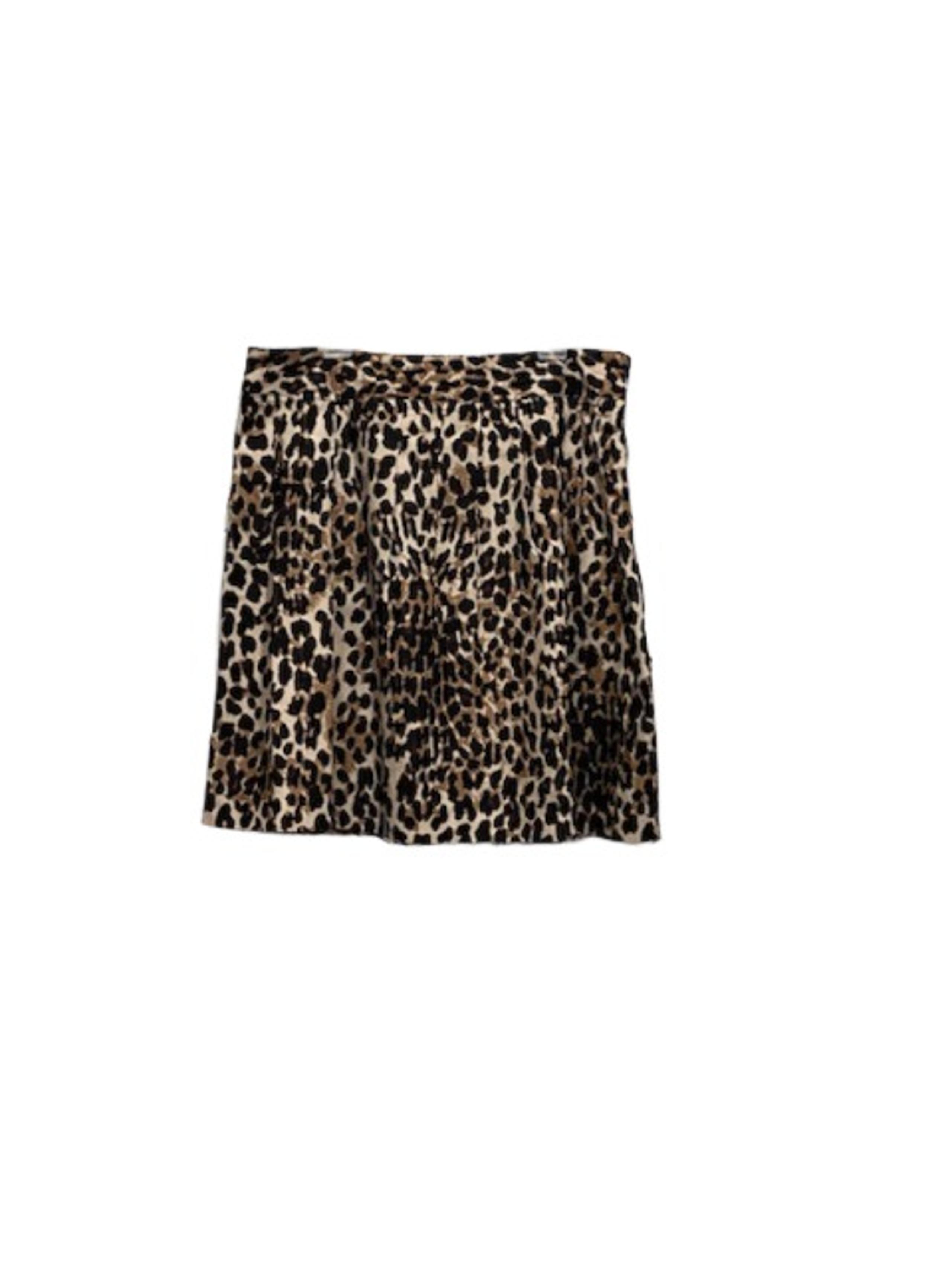 New York & Company Leopard taffeta Half Pleat Mini Skirt Dressy Professional EUC