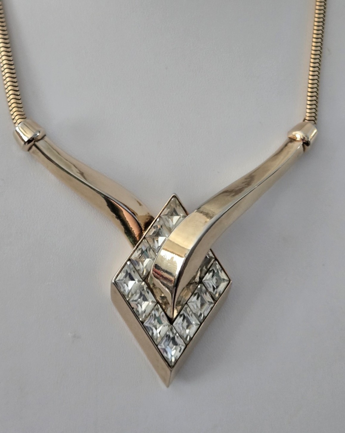 Vintage Trifari (Alfred Philippe) Gold Rhinestone Necklace