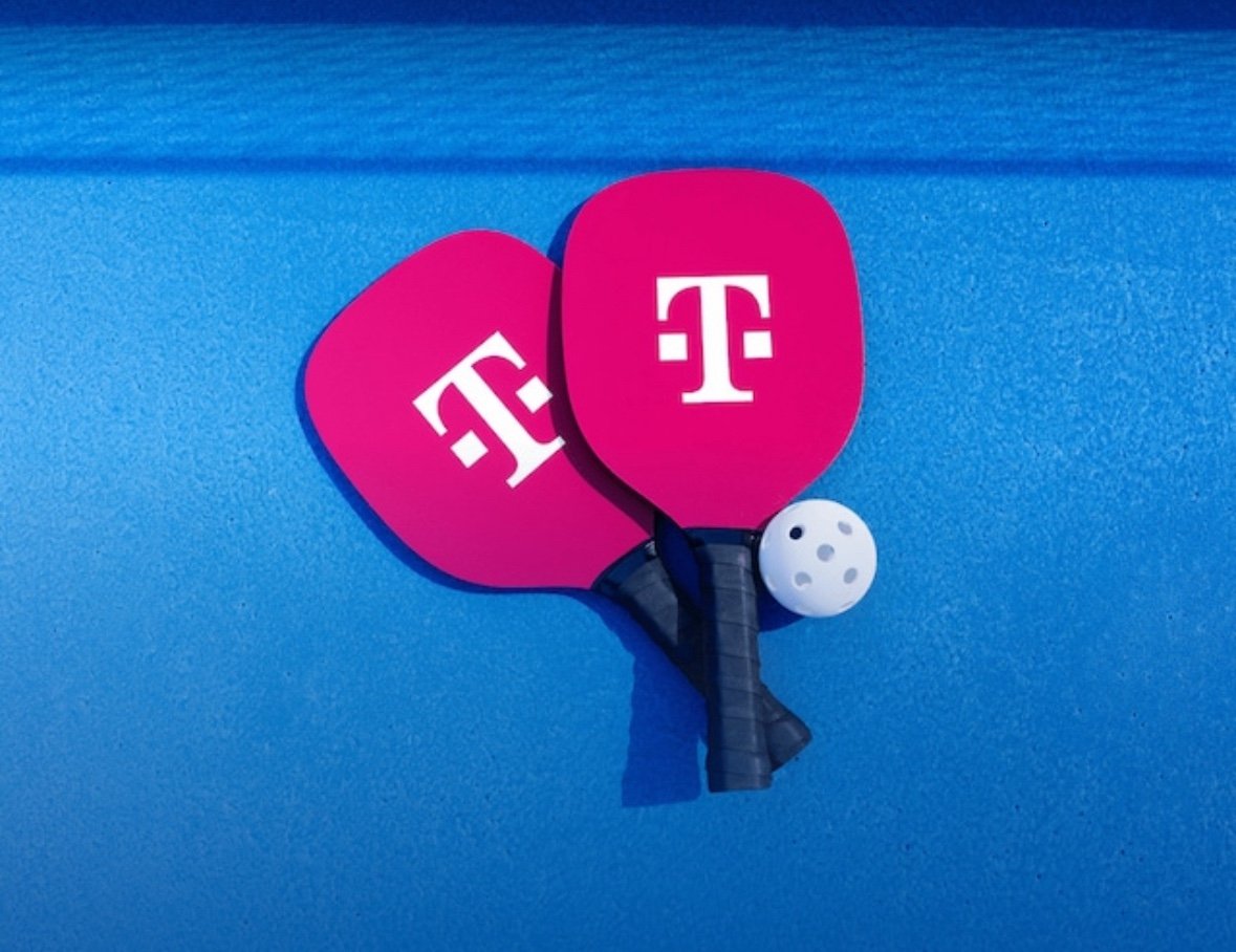 T-Mobile Pink Pickleball Set with a ball
