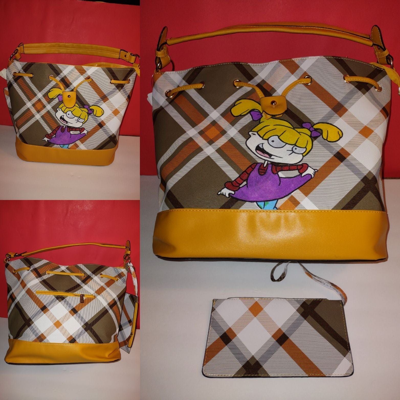 Custom painted Rugrats Drawstring Shoulder Tote Bag