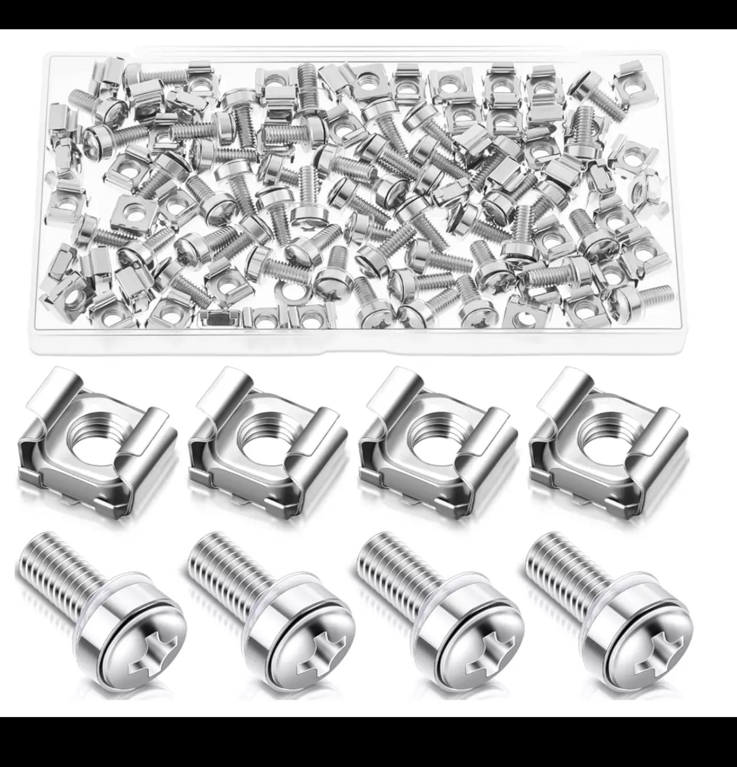 M6 x 20 mm Rack Mount Cage Nuts, Screws and Washers for Rack Mount Server Cabine