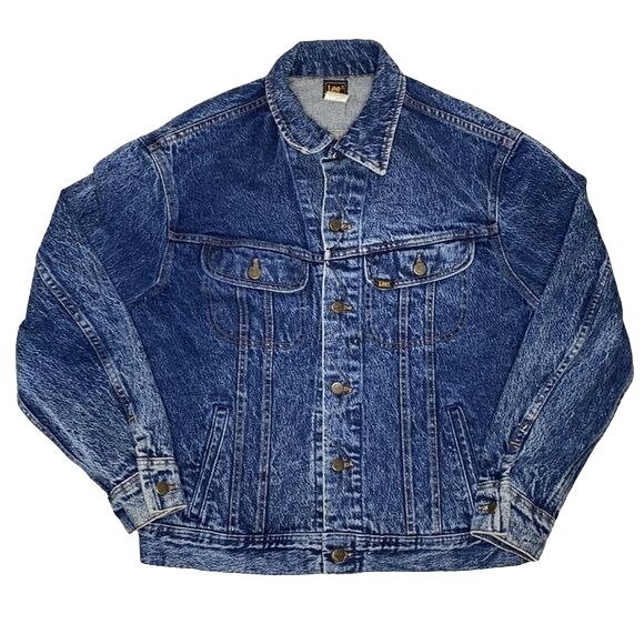 Vintage Lee Rider 1980s Acid Wash Jean Jacket: Size Medium