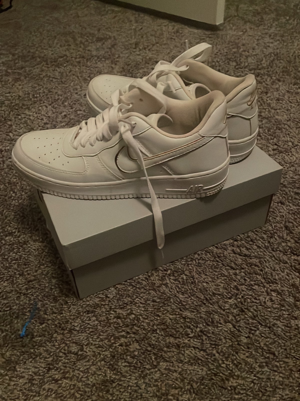 Nike Air Force 1 Shoes in White and gold