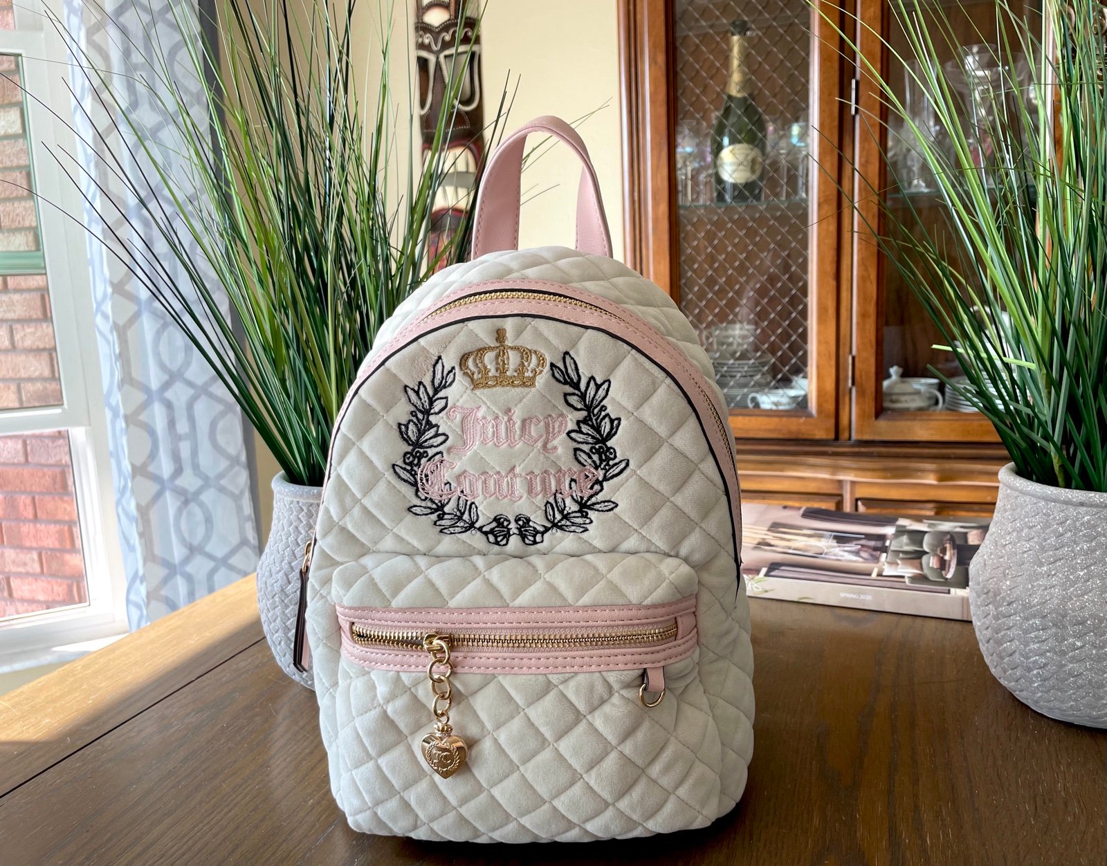 Juicy Couture Crystal Royal Moment Velour Velvet Backpack Bag Handbag ( NWT )