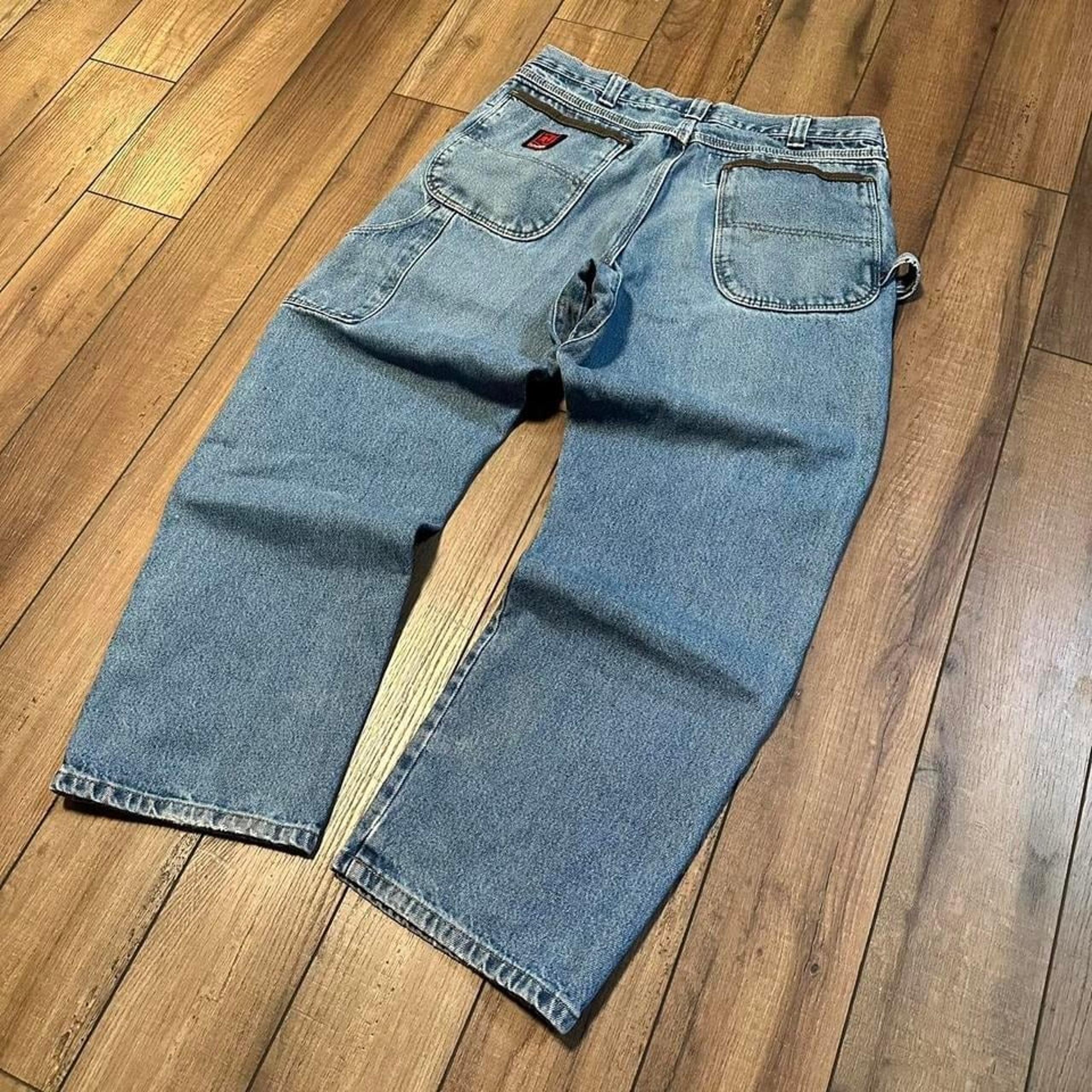 Vintage wrangler Riggs grunge distressed  workwear baggy carpenter jeans 34 x 30