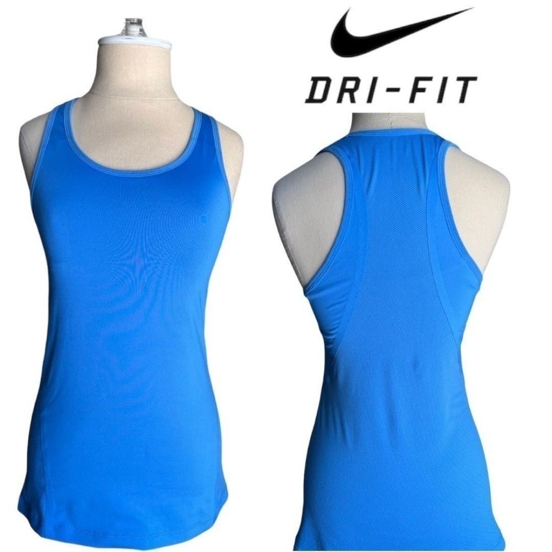 NIKE Blue Dri Fit Racer Back w/Built in Bra Tank Top Blue Womens Small
