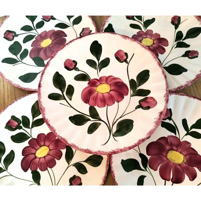 Blue Ridge Red Nocturne (Colonial) Dinner Plates SET/5, 10 3/8\