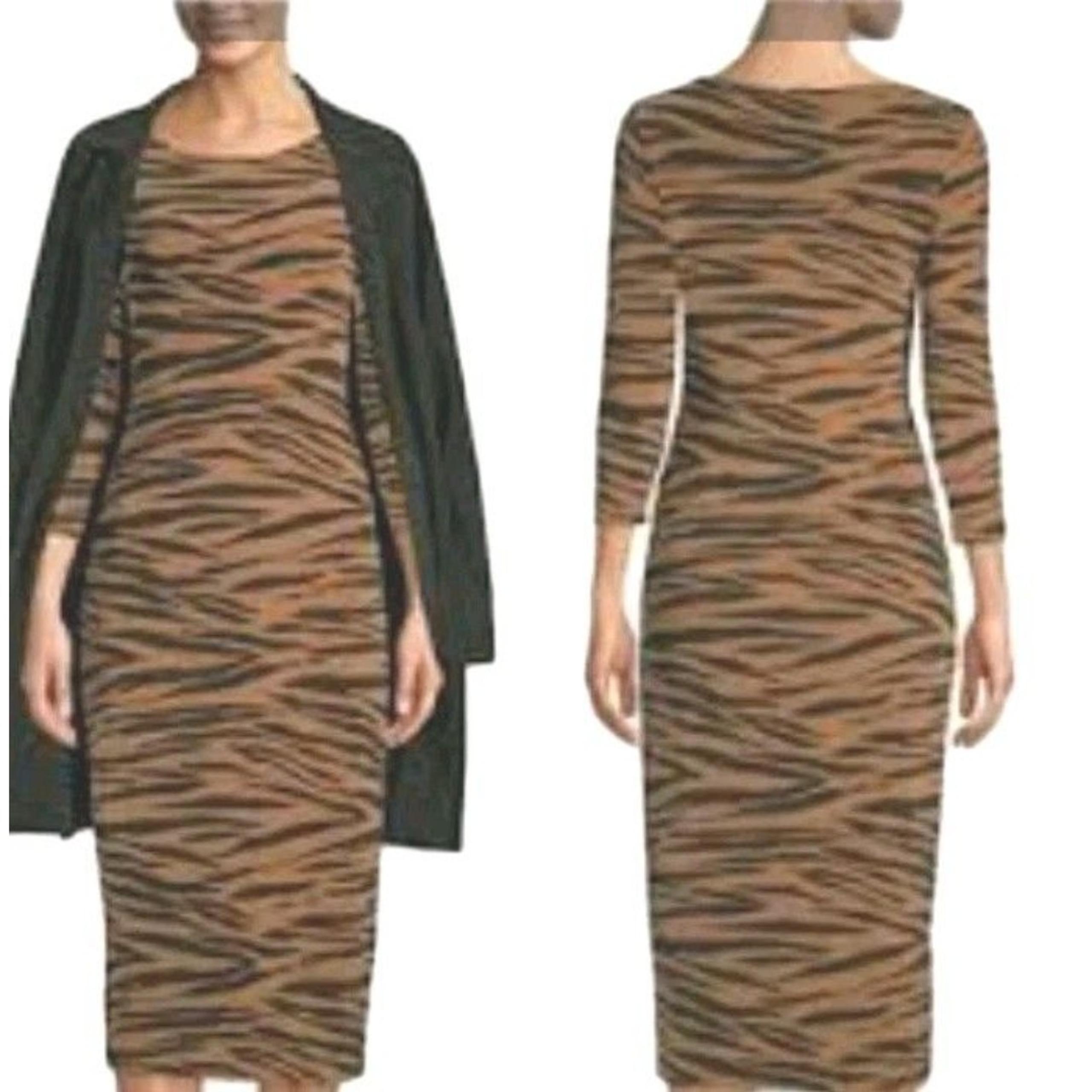 Chico's Travelers Animal Print Knit  Midi Dress Deep Rum Caramel  Women's 18