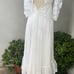 Vintage white Maxi boho chiffon dress beaded with shawl custom made XS