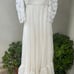 Vintage white Maxi boho chiffon dress beaded with shawl custom made XS