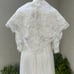 Vintage white Maxi boho chiffon dress beaded with shawl custom made XS