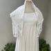 Vintage white Maxi boho chiffon dress beaded with shawl custom made XS