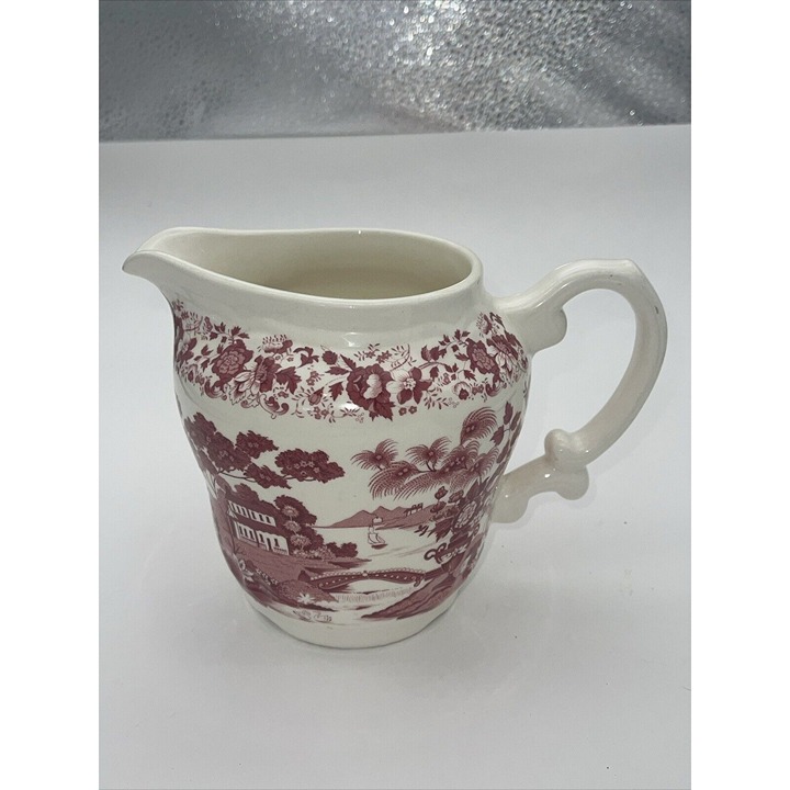 Pink/Red pitcher by Nueva San Isidro made in mexico RARE Tiny Chip See Picture