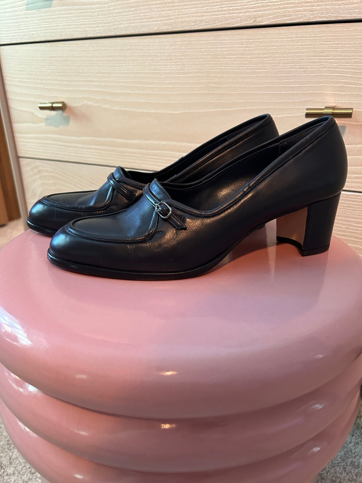 Manolo Blahnik Salsichon block heel loafer - navy