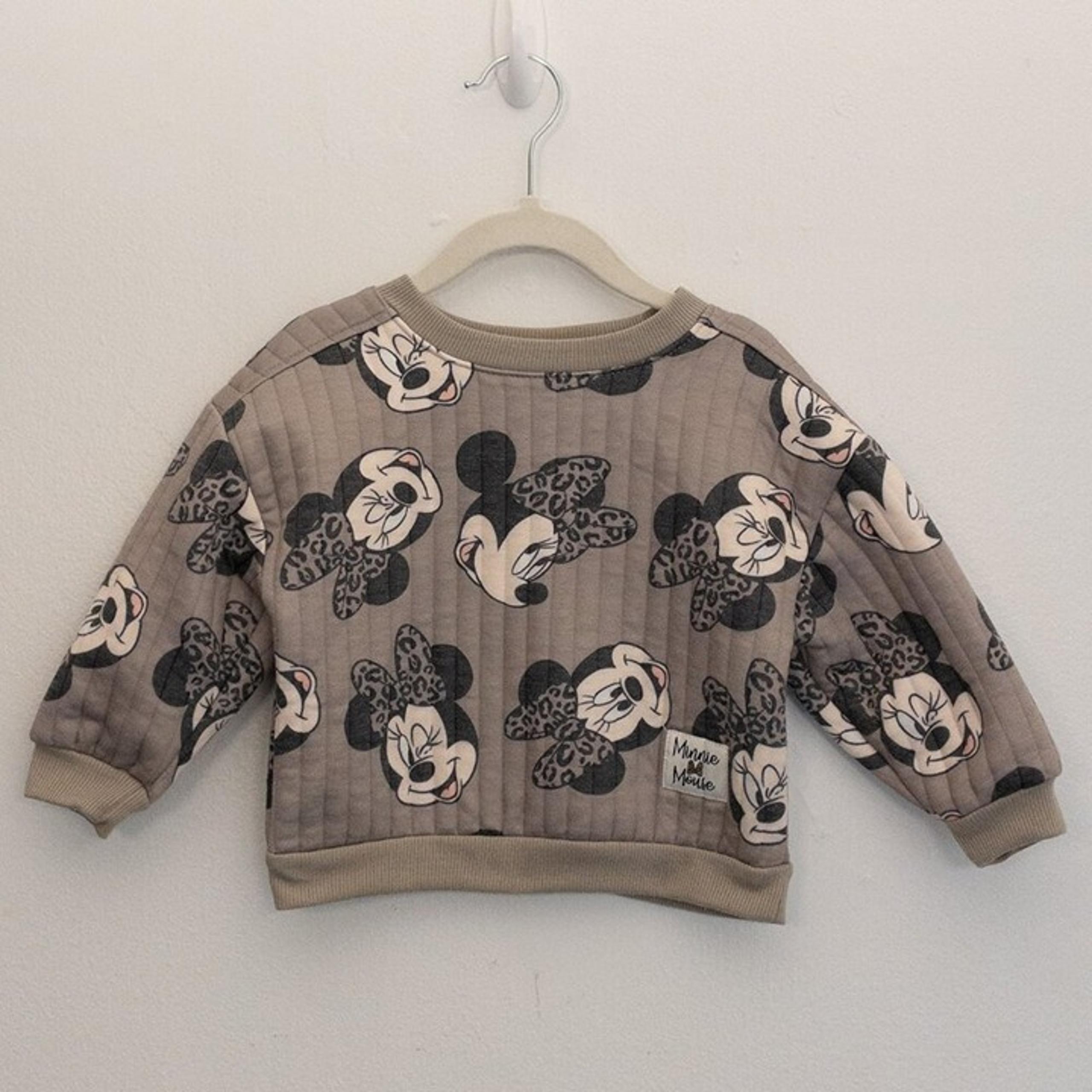 Minnie Mouse Kids Sweater 2T Tan Leopard Print Quilted Pullover - Disney