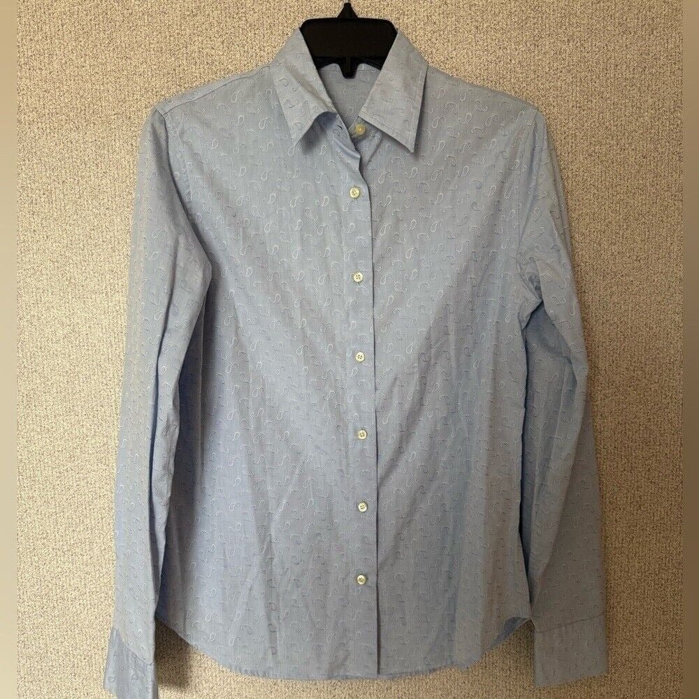 Etro Made in Italy Mens Paisley Print Cottok Sz 42 Blue long sleeve button down