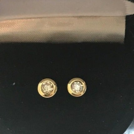 14K Y/G Diamond Cupcake Stud Earrings