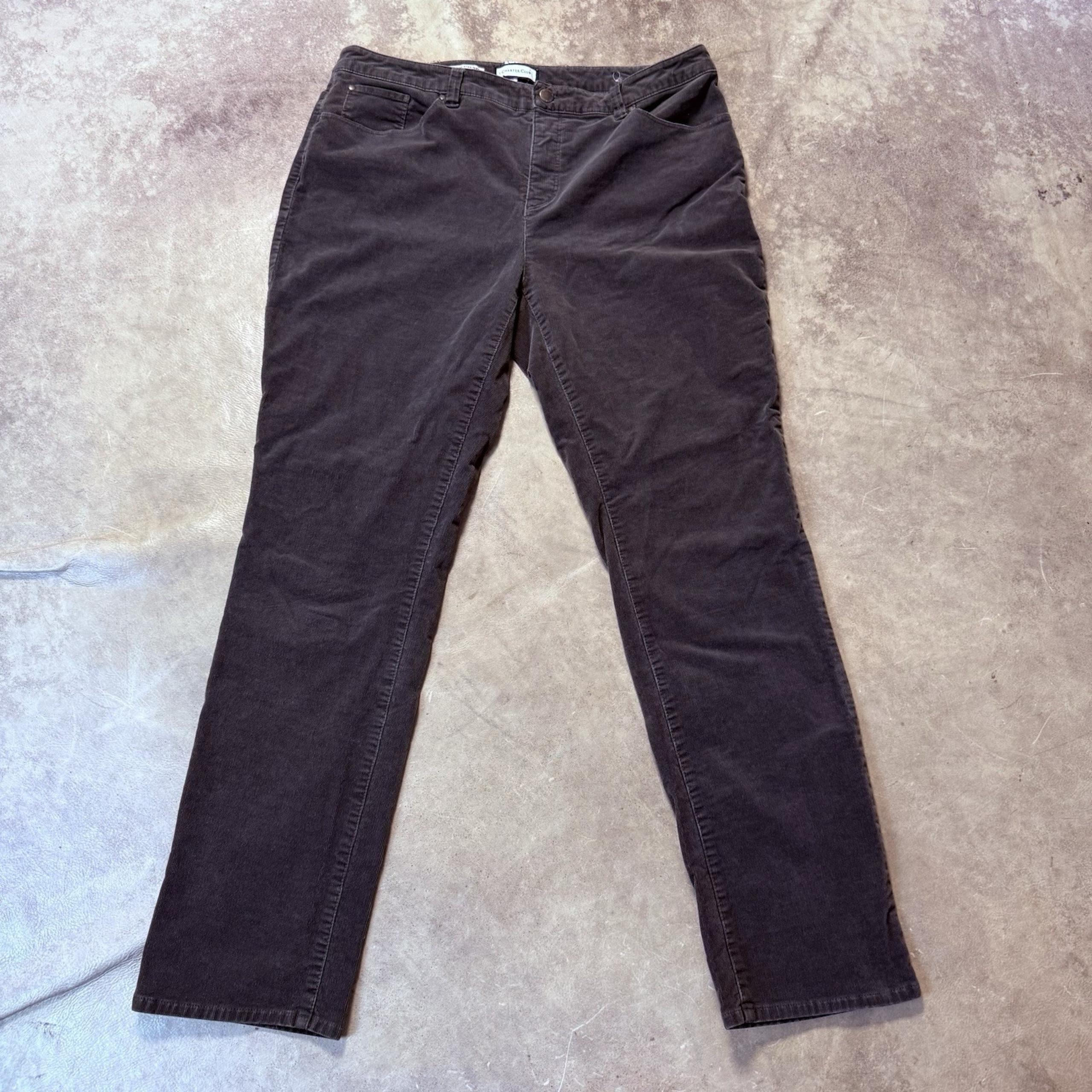 Charter Club Corduroy Jeans Womens Size 14 Brown Stretch Lexington Straight