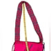 Julie H. De Donado Pink Sequin Strap Tassel Boho Hand Knit Crochet Bucket Bag