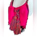 Julie H. De Donado Pink Sequin Strap Tassel Boho Hand Knit Crochet Bucket Bag
