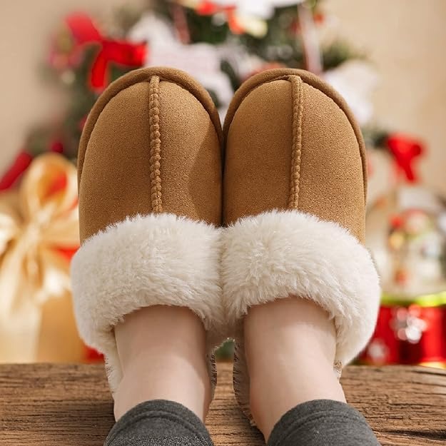 Indoor and Outdoor Women’s Fuzzy Memory Foam Slippers – Make it a X-mas Gift