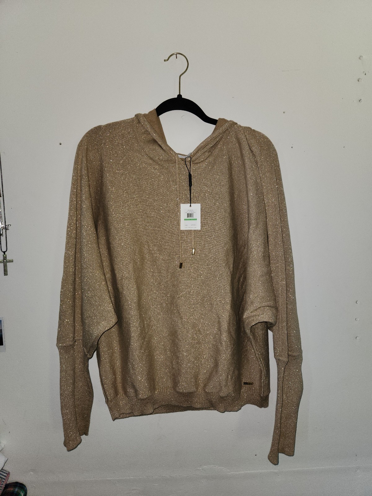 NWT Women's Gold Sparkly Hooded Sweater