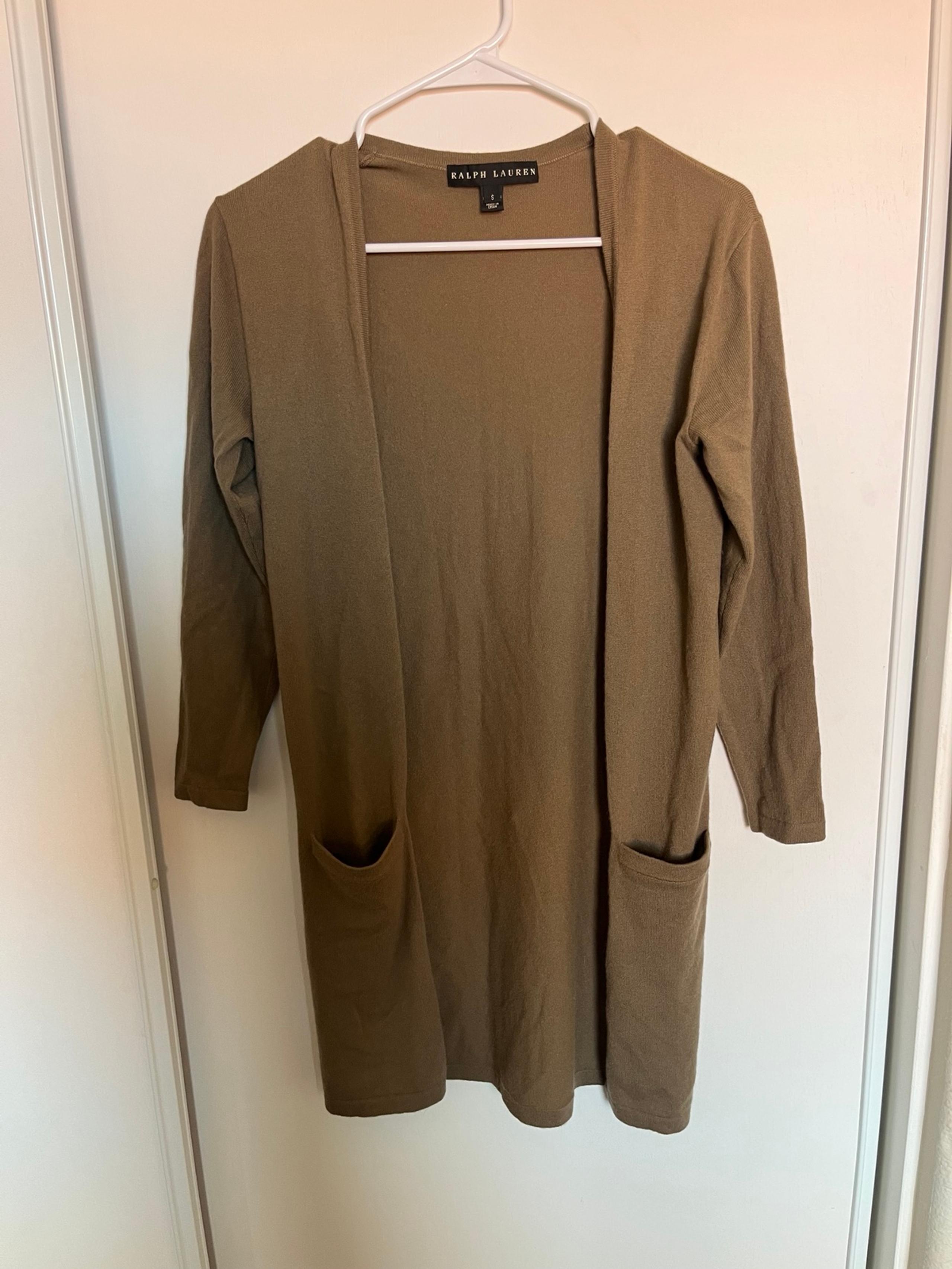 Ralph Lauren Black Label Cardigan Sweater Womens Large Cashmere Long Brown