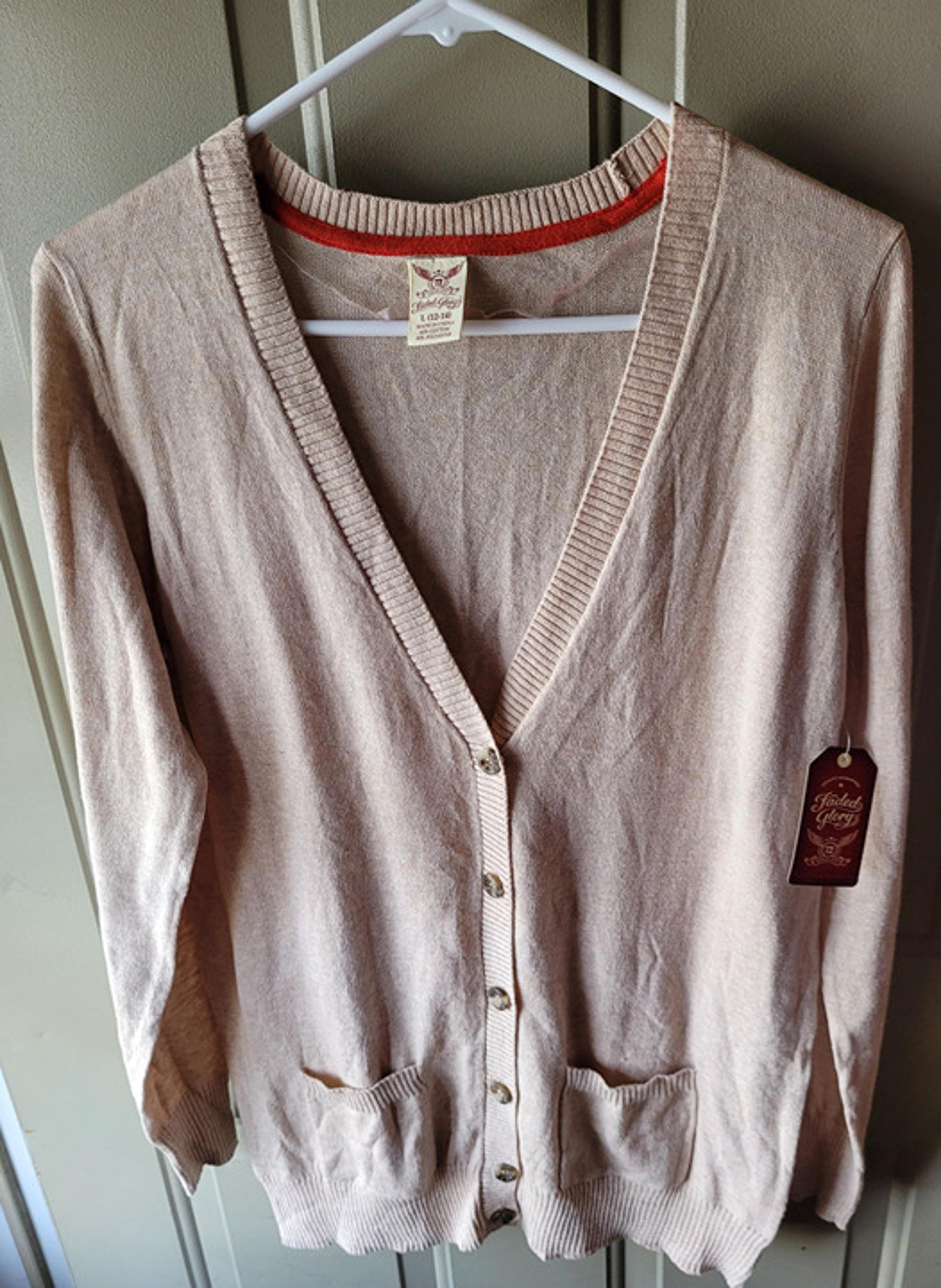 NWT's Faded Glory Tan Lightweight Cardigan Sweater Size Large 12-14