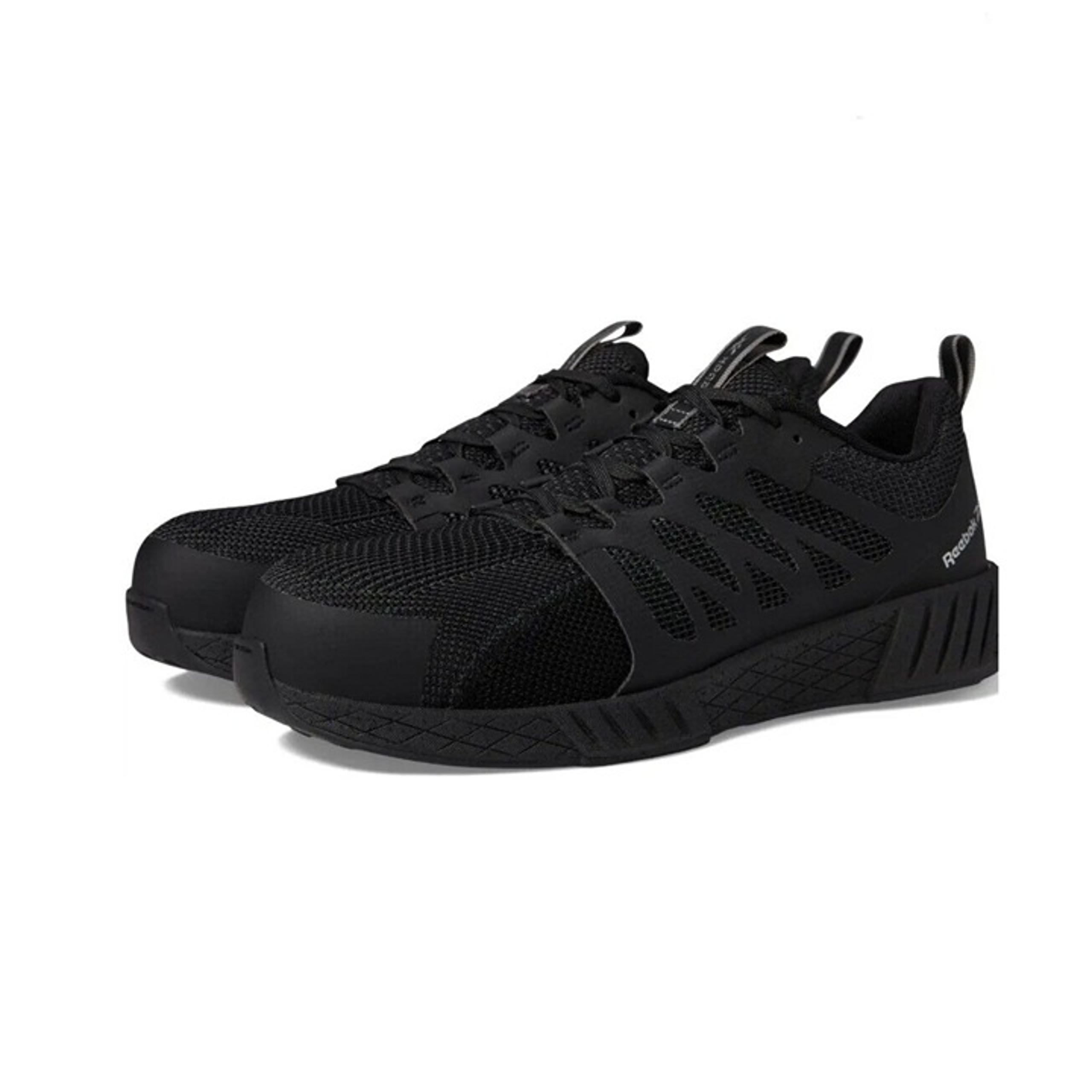 Reebok Saftey Toe Black Athletic Work Shoes Fusion Flexweave Women's 7M Men's 5M