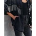 L Black Denim Jacket Fringe Distressed Tassel Studded Jean Jacket Shacket Top
