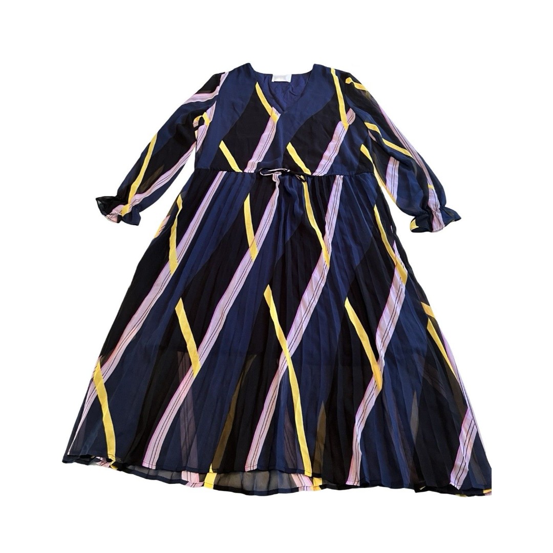 Just Female Gala Dress Medium Dark Blue Long Sleeve Maxi