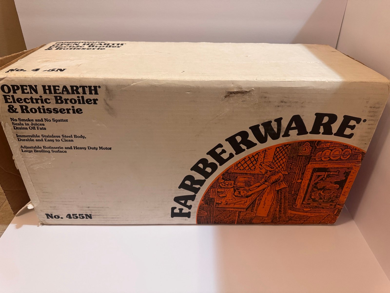 Farberware Open Hearth Electric Broiler Rotisserie Grill 455N Large Indoor BBQ