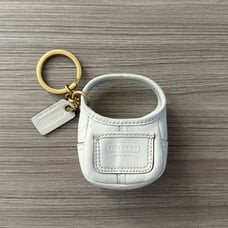 Coach ERGO mini Tote Bag Charm coin pouch Key Fob Chalk White