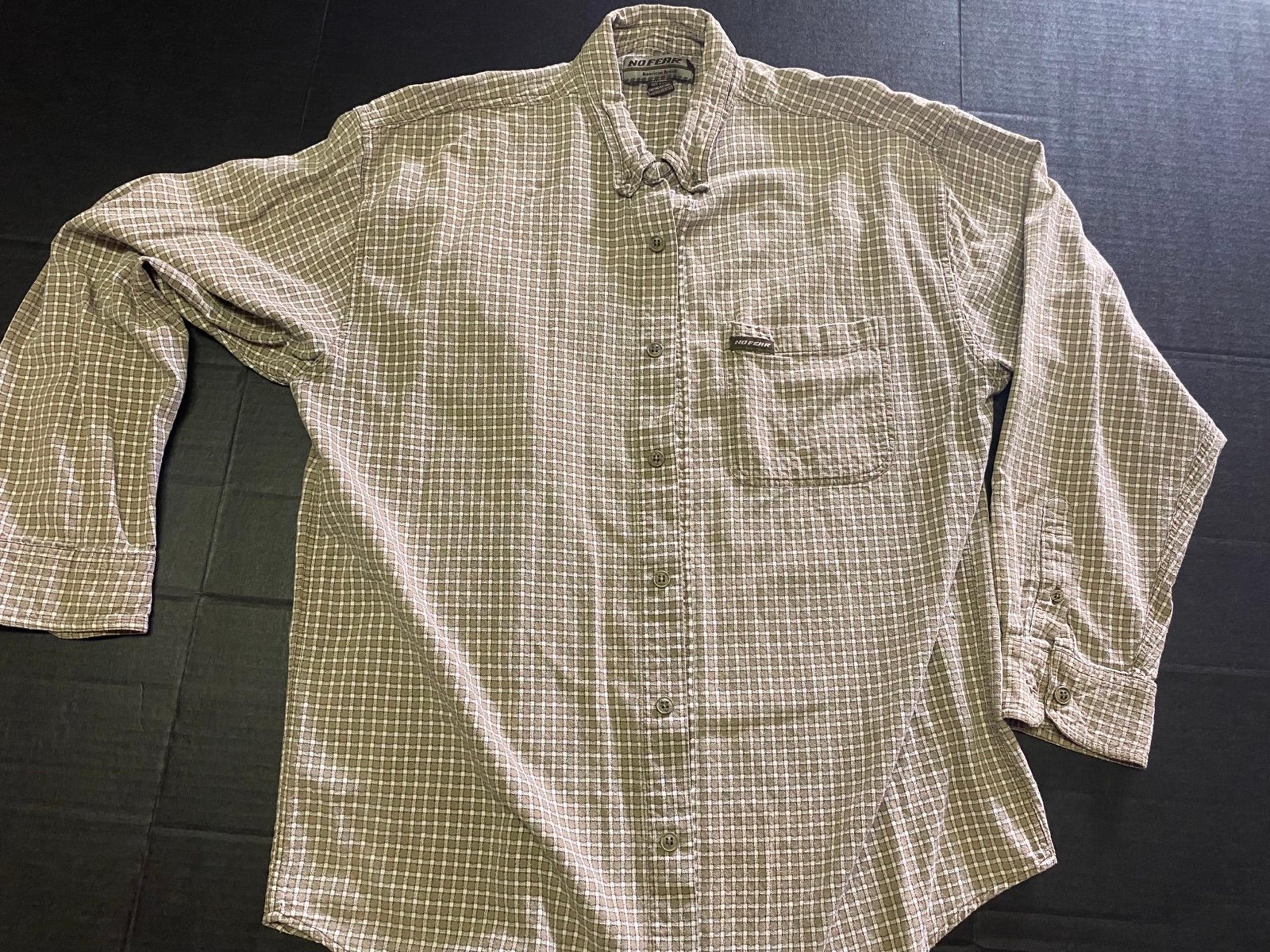 No Fear Plaid Double Button Up Shirt Y2K Size Xl